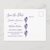 Paarse Iris Floral Save the Date Aankondigingskaart (Achterkant)