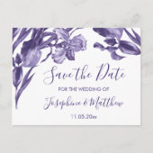 Paarse Iris Floral Save the Date Aankondigingskaart (Voorkant)