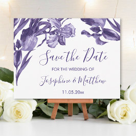 Paarse Iris Floral Save the Date Aankondigingskaart
