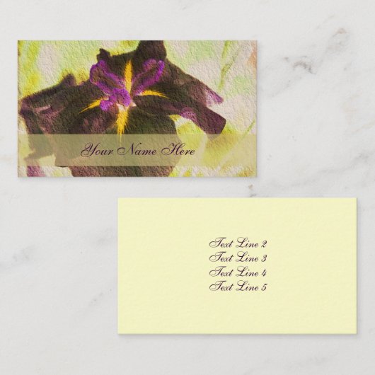 Paarse Iris Floral Visitekaartje (Voorkant / Achterkant)