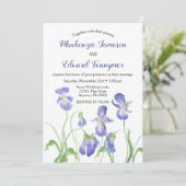 Paarse Iris Floral Wedding Invitation Kaart (Staand voorkant)