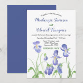 Paarse Iris Floral Wedding Invitation Kaart (Voorkant / Achterkant)