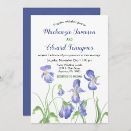 Paarse Iris Floral Wedding Invitation Kaart