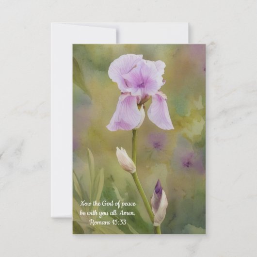 Paarse Iris Flower Art Bible Verse Note Kaart (Voorkant)