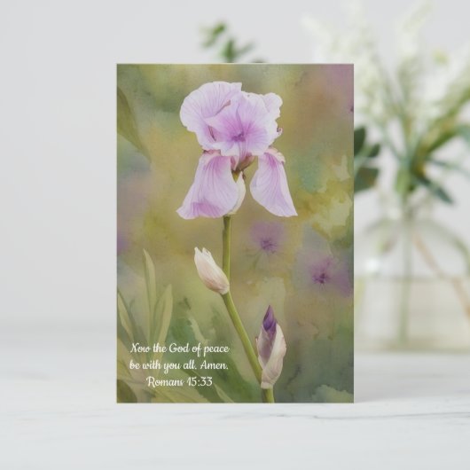 Paarse Iris Flower Art Bible Verse Note Kaart (Staand voorkant)