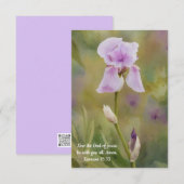 Paarse Iris Flower Art Bible Verse Note Kaart (Voorkant / Achterkant)