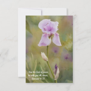 Paarse Iris Flower Art Bible Verse Note Kaart