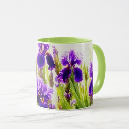 Paarse Iris Flower Art Mok Cup (Voorkant rechts)
