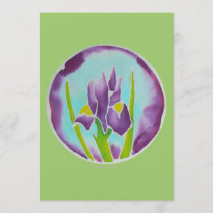 Paarse Iris Flower Batik Art-kaart Kaart