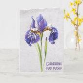 Paarse Iris Flower Birthday Kaart (Gele Bloem)