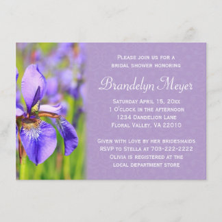 Paarse Iris Flower Damask Bridal Shower Invitation Kaart