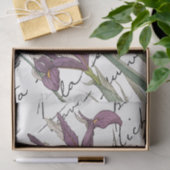 Paarse Iris Flower French Script  Decoupage Tissuepapier (Geschenk)
