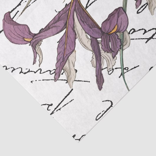 Paarse Iris Flower French Script  Decoupage Tissuepapier (Detail)