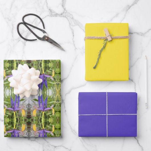 Paarse Iris Flower Outdoor Garden Natuur Foto Inpakpapier Vel (Voorkant)