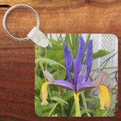 Paarse Iris Flower Outdoor Garden Natuur Foto Sleutelhanger (Voorkant)