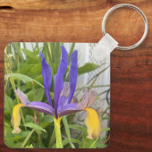 Paarse Iris Flower Outdoor Garden Natuur Foto Sleutelhanger (Achterkant)
