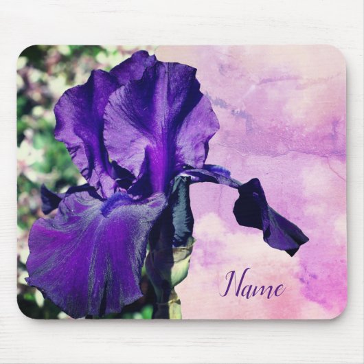 Paarse Iris Flower Personalized Muismat (Voorkant)