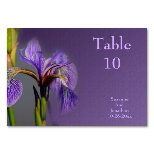 Paarse Iris Flower Personalized Wedding Kaart (Voorkant)
