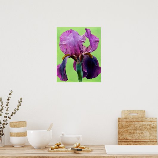 Paarse Iris Flower Photographic Art afdrukken Poster (Keuken)
