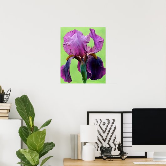 Paarse Iris Flower Photographic Art afdrukken Poster (Thuiskantoor)