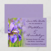 Paarse Iris Flower Save the Date Briefkaarten (Voorkant / Achterkant)