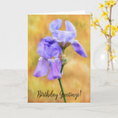 Paarse Iris Flower Spring Flower Verjaardag Kaart (Gele Bloem)