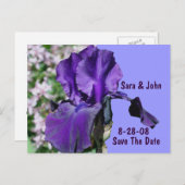 Paarse Iris Flower Wedding Save The Date Aankondigingskaart (Voorkant / Achterkant)