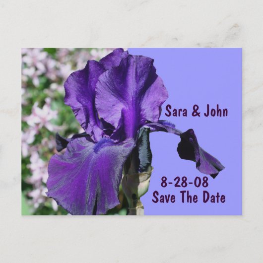 Paarse Iris Flower Wedding Save The Date Aankondigingskaart (Voorkant)