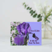 Paarse Iris Flower Wedding Save The Date Aankondigingskaart (Staand voorkant)