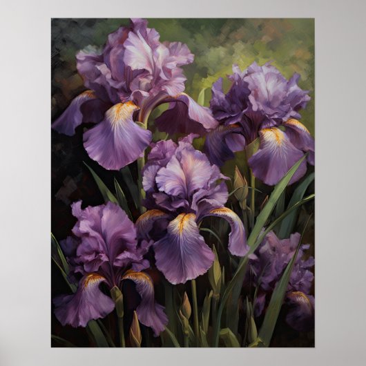 Paarse Iris Flowers Art Print Poster (Voorkant)