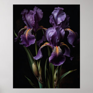 Paarse Iris Flowers Art Print Poster