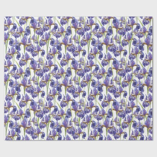 Paarse Iris Flowers Cadeaupapier (Vlak)
