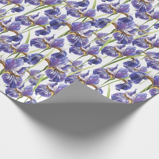 Paarse Iris Flowers Cadeaupapier (Hoek)
