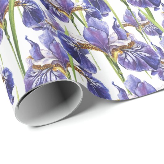 Paarse Iris Flowers Cadeaupapier (Rol Hoek)