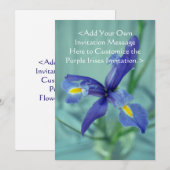 Paarse Iris Flowers Custom Garden Invitation Kaart (Voorkant / Achterkant)
