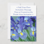 Paarse Iris Flowers Custom Garden Invitation Kaart (Voorkant)