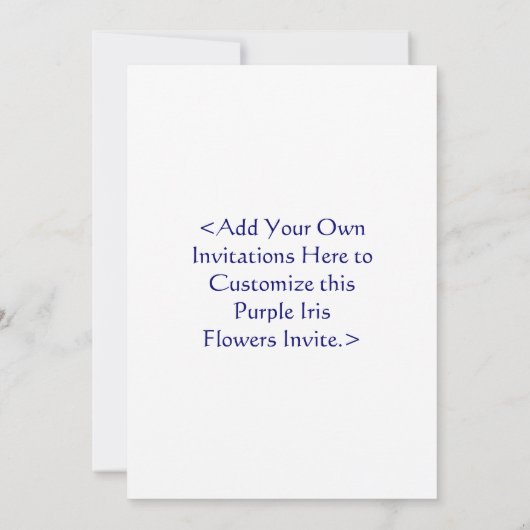Paarse Iris Flowers Custom Garden Invitation Kaart (Achterkant)