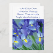 Paarse Iris Flowers Custom Garden Invitation Kaart (Voorkant / Achterkant)