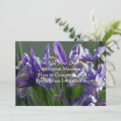 Paarse Iris Flowers Custom Garden Invitation Kaart (Staand voorkant)