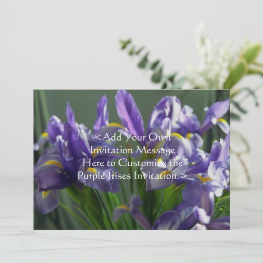 Paarse Iris Flowers Custom Garden Invitation Kaart (Staand voorkant)