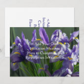Paarse Iris Flowers Custom Garden Invitation Kaart (Voorkant / Achterkant)