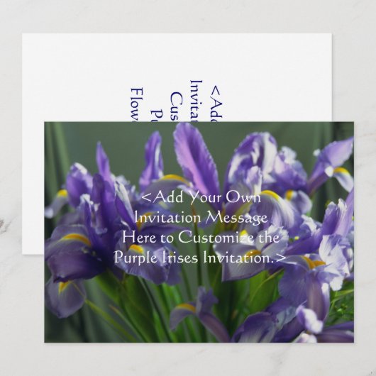 Paarse Iris Flowers Custom Garden Invitation Kaart (Voorkant / Achterkant)