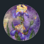 Paarse Iris Flowers Dart Board Irises Dartbord<br><div class="desc">Prachtige Paarse Iris Flower Migned Art Painting - Irises Flowers and Leaves</div>