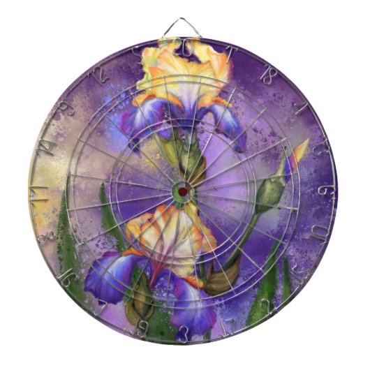 Paarse Iris Flowers Dart Board Irises Dartbord (Voorkant)