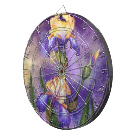 Paarse Iris Flowers Dart Board Irises Dartbord (Voorkant Rechts)
