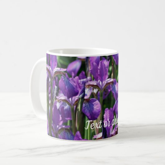 Paarse Iris Flowers Gepersonaliseerd Koffiemok (Voorkant links)
