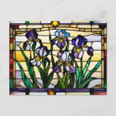 Paarse Iris Flowers Glas in lood Briefkaart (Voorkant)