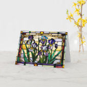 Paarse Iris Flowers Glas in lood Kaart (Gele Bloem)