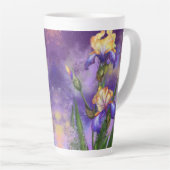 Paarse Iris Flowers Latte Mok Irises Painting (Rechterhoek)