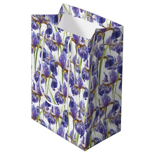Paarse Iris Flowers Medium Cadeauzakje (Voorkant Gekanteld)